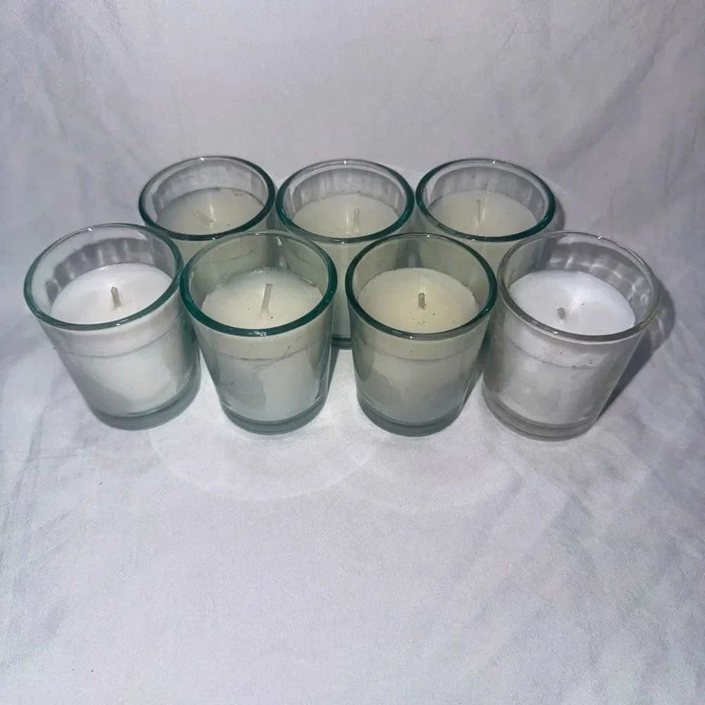 Set of 7 White Votive Candles